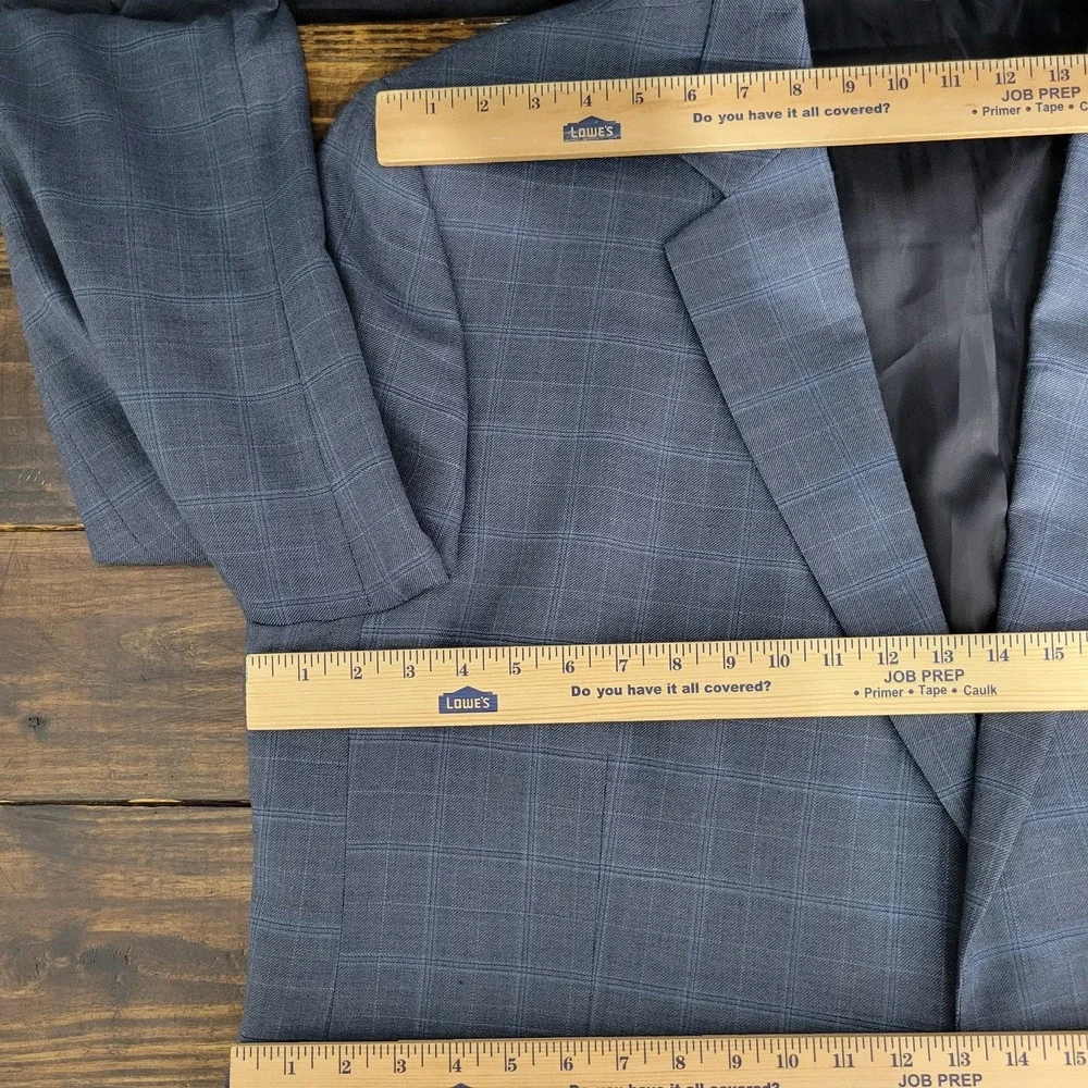 Oak‎ Hill Men's Sport Coat Blazer Two Button Blue Plaid Wool Size 54R